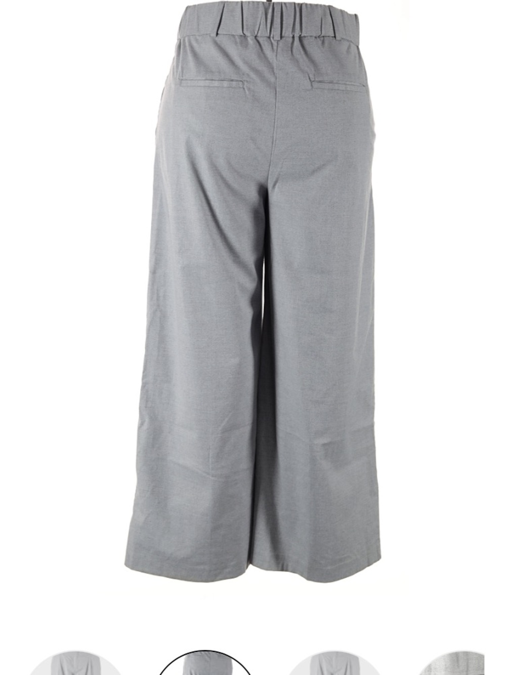 Maeve 3X Black Smocked Peplum Top with Banana Republic Light Gray Wide-Leg Pants - Picture 4 of 10